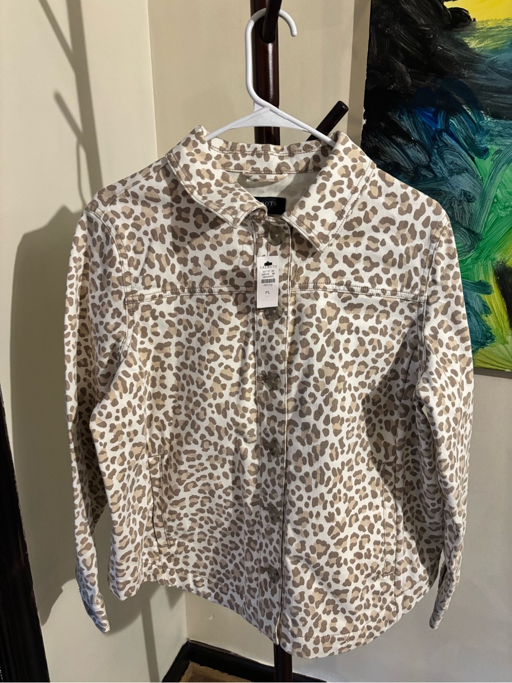 Talbots Petite Leopard Print Button-Front Jacket- SizePL. NWT